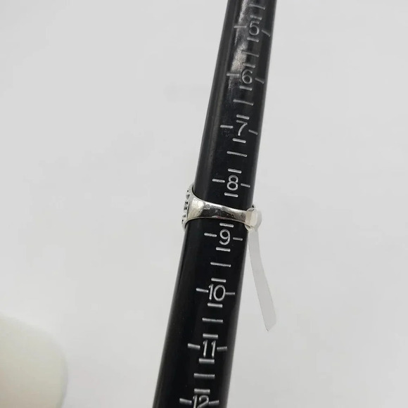 Yellow Glass Rhinestone Silver Tone Filigree Dot Dome Ring Size 8.5 Vintage - Picture 4 of 4